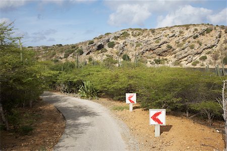 simsearch:600-08865414,k - Arrows and Curved Road, Gotomeer, Bonaire, Netherlands Antilles Foto de stock - Direito Controlado, Número: 700-02082042