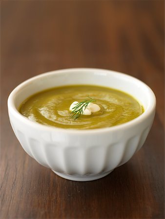 soup plate - Asparagus Soup With Dill Creme Fraiche Stock Photo - Rights-Managed, Code: 700-02125482