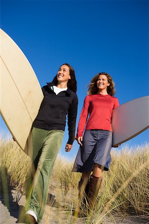 stinson beach - Two Women Carrying Surfboards Fotografie stock - Rights-Managed, Codice: 700-02125634