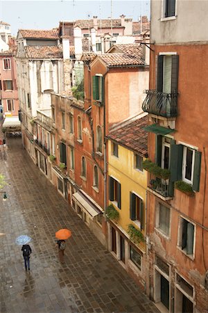 Overview of Lane in Rain, Venice, Italy Stock Photo - Rights-Managed, Code: 700-02129097
