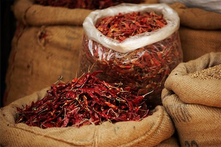 Bags of Chili Peppers, Bangalore, India Stock Photo - Rights-Managed, Code: 700-02156688