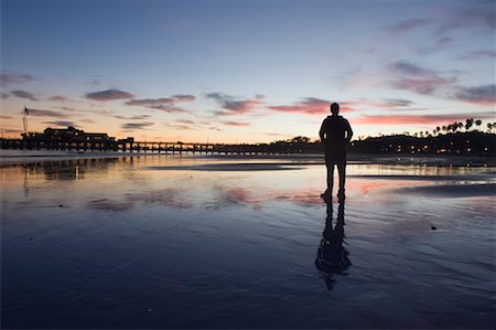 Man on Beach by Stearns Wharf, Santa Barbara, California, USA Stock Photo - Rights-Managed, Code: 700-02156869