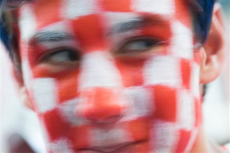 face close up young man looking sideways - Close-up of Croatian Football Fan Salzburg, Salzburger Land, Austria Stock Photo - Rights-Managed, Code: 700-02159125