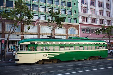 streets and buildings of california - Streetcar in San Francisco, California, USA Stock Photo - Rights-Managed, Code: 700-02175853