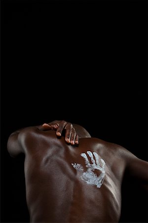 excercise black background - Man with Handprint on Back Stock Photo - Rights-Managed, Code: 700-02199928