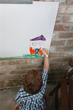 drawings by children - Boy Drawing Picture Stock Photo - Rights-Managed, Code: 700-02200582