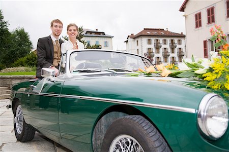 Bride and Groom in Convertible, Chamonix, Haute-Savoie, France Stock Photo - Rights-Managed, Code: 700-02200812