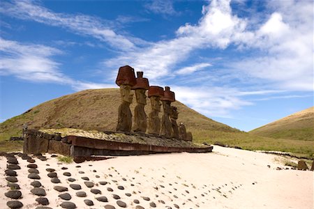 Ahu Nau Nau at Anakena, Easter Island, Chile Stock Photo - Rights-Managed, Code: 700-02217061