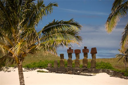 Ahu Nau Nau at Anakena, Easter Island, Chile Stock Photo - Rights-Managed, Code: 700-02217062