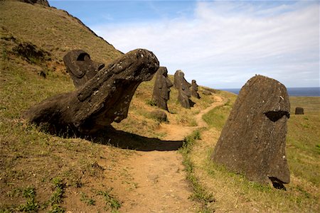 Moai, Rano Raraku, île de Pâques, Chili Photographie de stock - Rights-Managed, Code: 700-02217078