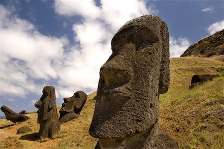 Moai, Rano Raraku, île de Pâques, Chili Photographie de stock - Rights-Managed, Code: 700-02217097