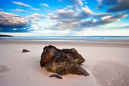 stones sand horizon - Boulder on Beach at dusk, St Cyrus, National Nature Reserve, Scotland Stock Photo - Rights-Managed, Code: 700-02217226