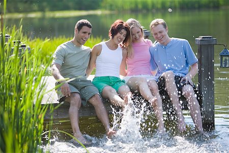 summer cottage casual - People on Dock Splashing in Water Stock Photo - Rights-Managed, Code: 700-02222893