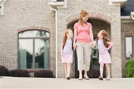 school kids mom - Mother Walking Daughters to School Stock Photo - Rights-Managed, Code: 700-02231909