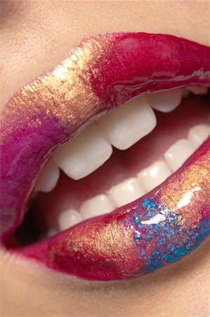 persons - Close-up of Woman's Mouth With Colourful Lipstick Foto de stock - Con derechos protegidos, Código: 700-02244920