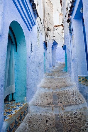 Steps between Houses, Chefchaouen, Morocco Stock Photo - Rights-Managed, Code: 700-02245112