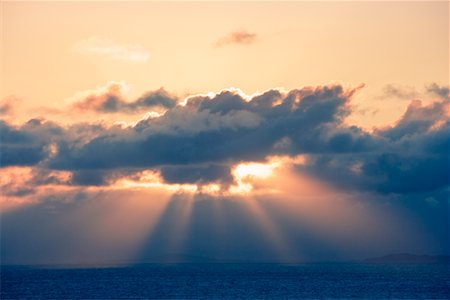 sunset ray - Sunrays through Clouds over Ocean, Isle of Skye, Scotland Stock Photo - Rights-Managed, Code: 700-02260035