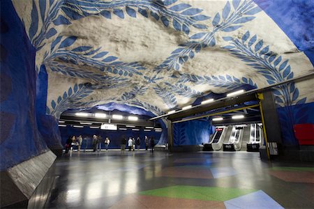 simsearch:700-02289494,k - Interior of Stockholm Metro Station, Stockholm, Sweden Foto de stock - Con derechos protegidos, Código: 700-02289519