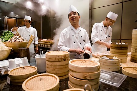 east asian cooking - Chefs Preparing Dim Sum, Parkview Restaurant, Shilla Seoul Hotel, Seoul, South Korea Stock Photo - Rights-Managed, Code: 700-02289657