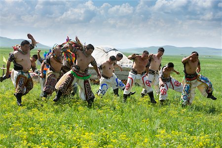 Wrestlers Performing Traditional Dance, Inner Mongolia, China Foto de stock - Con derechos protegidos, Código: 700-02314936