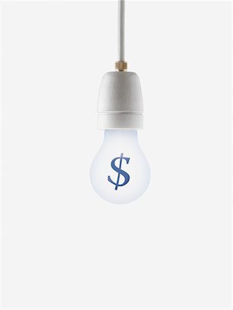 dollar sign - Dollar Sign on Light Bulb Foto de stock - Con derechos protegidos, Código: 700-02346260