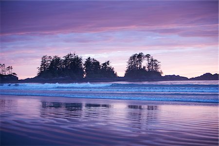 sunset west coast - Chesterman Beach at Dusk, Tofino, British Columbia, Canada Foto de stock - Con derechos protegidos, Código: 700-02348730