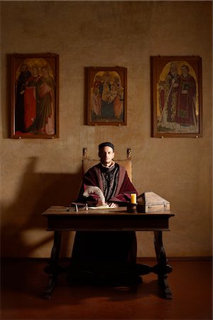 Medieval Man Working at Desk, Mugello, Tuscany, Italy Foto de stock - Con derechos protegidos, Código: 700-02376715