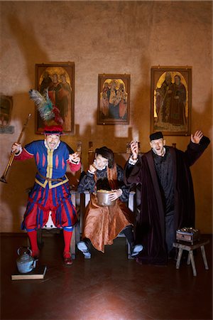 film event - Medieval People Watching Television, Mugello, Tuscany, Italy Stock Photo - Rights-Managed, Code: 700-02376744