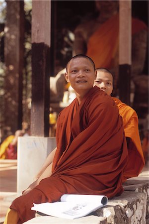 robe (draped garment) - Monks at Angkor Wat, Angor, Cambodia Stock Photo - Rights-Managed, Code: 700-02376994