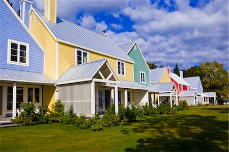 Painted Homes, Charelevoix, Quebec, Canada Stock Photo - Rights-Managed, Code: 700-02377881