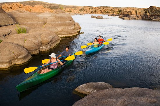 Couples Kayaking in Lake, Granite Dells, Arizona, USA Stock Photo - Premium Rights-Managed, Artist: Ty Milford, Image code: 700-02386023