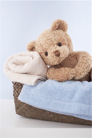 stuffed animals - Teddy Bear in Basket Stock Photo - Rights-Managed, Code: 700-02429282