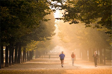 Joggers on Tree-lined Path on an Autumn Morning, Paris, France Foto de stock - Con derechos protegidos, Código: 700-02463558