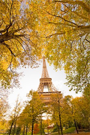 Eiffel Tower from Park in Autumn, Paris, France Foto de stock - Con derechos protegidos, Código: 700-02586081