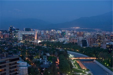 santiago de chile - Overview of Santiago, Chile at Night Stock Photo - Rights-Managed, Code: 700-02594251