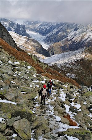 simsearch:400-04098958,k - Les randonneurs et le Glacier de Fiesch à l'arrière-plan de l'Eggishorn, Suisse Photographie de stock - Rights-Managed, Code: 700-02593983