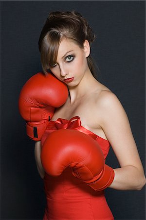 fashion red dress studio shot - Portrait of a Glamourous Boxer Stock Photo - Rights-Managed, Code: 700-02637593