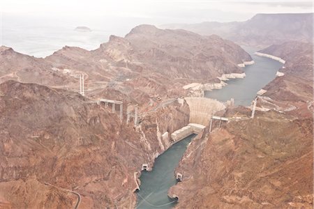 Aerial View of the Hoover Dam, Boulder City, Lake Mead National Recreation Area, Nevada, USA Stock Photo - Rights-Managed, Code: 700-02633799