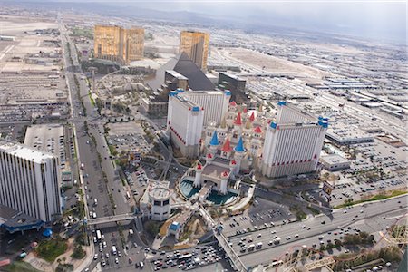 Aerial View of the Las Vegas Strip, View of the Excalibur Hotel, Las Vegas, Nevada, USA Stock Photo - Rights-Managed, Code: 700-02633811