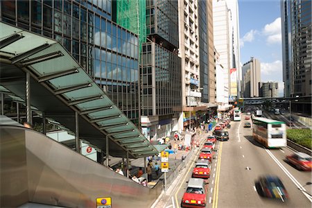 sidewalk blur - Overview of City Street and Buildings, Hong Kong, China Stock Photo - Rights-Managed, Code: 700-02633845