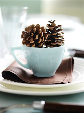 Pommes de pin dans la tasse de thé Photographie de stock - Rights-Managed, Code: 700-02669177
