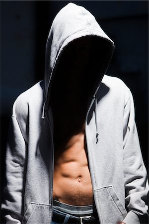 sensuous young men - Portrait of Man in Hoodie Foto de stock - Con derechos protegidos, Código: 700-02669252