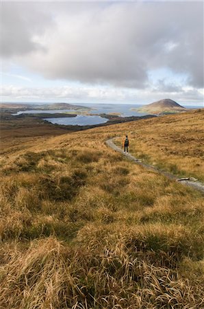 Hiker on Trail, Connemara National Park, Connemara, County Galway, Ireland Stock Photo - Rights-Managed, Code: 700-02669434