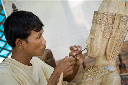 Sculpture sur bois sculpture homme, Siem Reap, Cambodge Photographie de stock - Rights-Managed, Code: 700-02670076