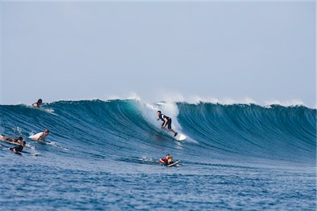Surfers at Chickens Surf Break, North Male Atoll, Maldives Stock Photo - Rights-Managed, Code: 700-02670165