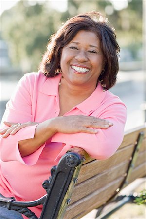 Portrait of Woman on Park Bench Stock Photo - Rights-Managed, Code: 700-02670790