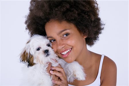 dog person white background - Teenage Girl and Dog Stock Photo - Rights-Managed, Code: 700-02671235