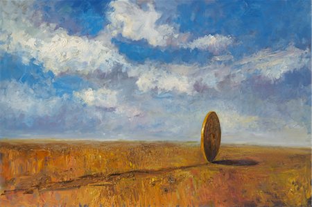 Illustration of a Coin Rolling Across the Prairies Fotografie stock - Rights-Managed, Codice: 700-02671560