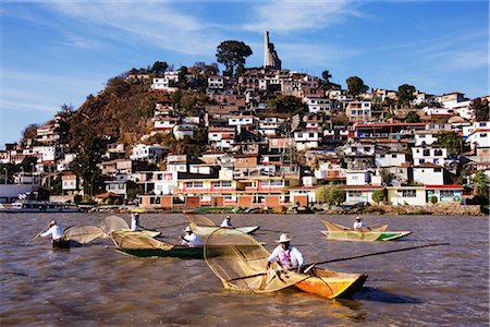 patzcuaro - Butterfly Fishermen, Patzcuaro, Janitzio Island, Lake Patzcuaro, Michoacan, Mexico Fotografie stock - Rights-Managed, Codice: 700-02694226