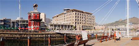 Tour de l'horloge et pont tournant, Victoria et Alfred Waterfront, Cape Town, Western Cape, Cape Province, Afrique du Sud Photographie de stock - Rights-Managed, Code: 700-02694259